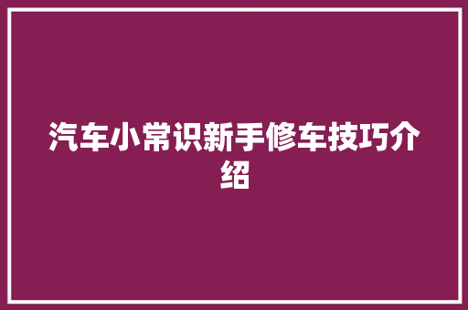 汽车小常识新手修车技巧介绍 汽车知识