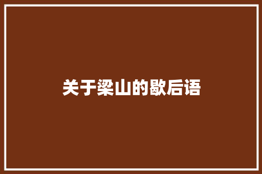 关于梁山的歇后语