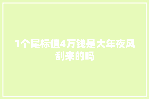 1个尾标值4万钱是大年夜风刮来的吗