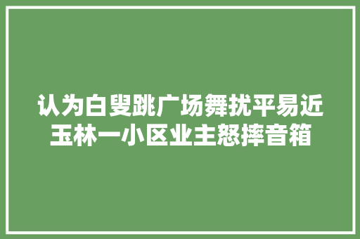 认为白叟跳广场舞扰平易近玉林一小区业主怒摔音箱