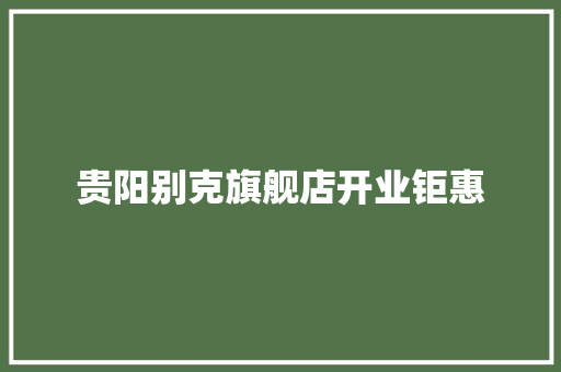 贵阳别克旗舰店开业钜惠