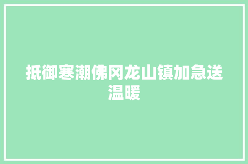 抵御寒潮佛冈龙山镇加急送温暖