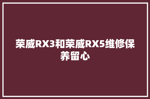 荣威RX3和荣威RX5维修保养留心