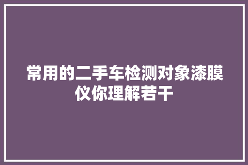常用的二手车检测对象漆膜仪你理解若干