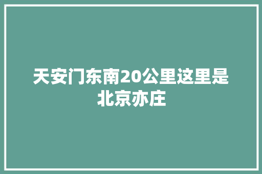 天安门东南20公里这里是北京亦庄
