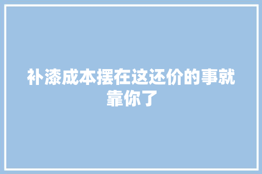 补漆成本摆在这还价的事就靠你了