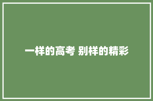 一样的高考 别样的精彩