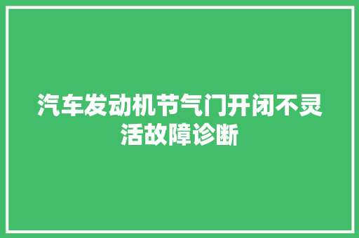 汽车发动机节气门开闭不灵活故障诊断
