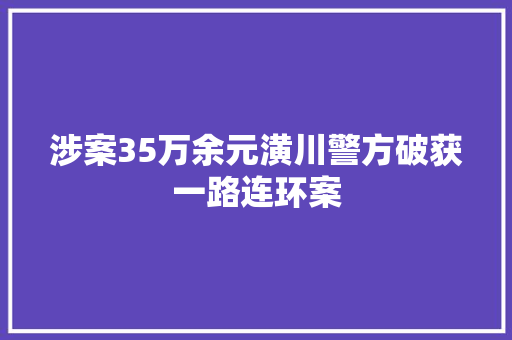 涉案35万余元潢川警方破获一路连环案