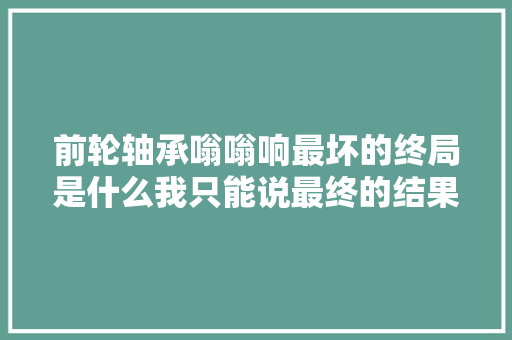 前轮轴承嗡嗡响最坏的终局是什么我只能说最终的结果很危险