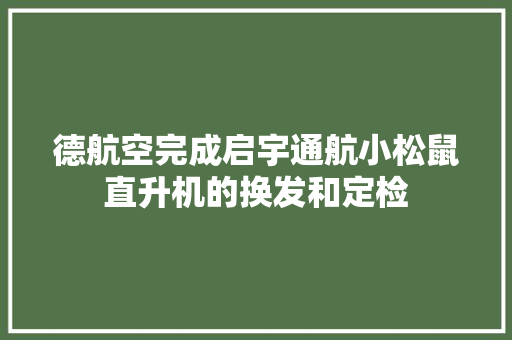 德航空完成启宇通航小松鼠直升机的换发和定检