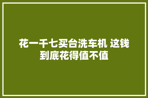 花一千七买台洗车机 这钱到底花得值不值