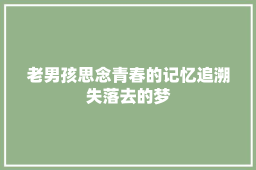 老男孩思念青春的记忆追溯失落去的梦