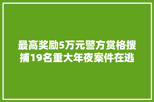 最高奖励5万元警方赏格搜捕19名重大年夜案件在逃人员