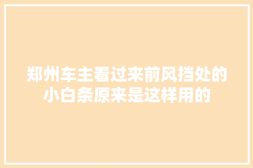 郑州车主看过来前风挡处的小白条原来是这样用的