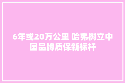 6年或20万公里 哈弗树立中国品牌质保新标杆