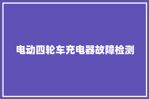 电动四轮车充电器故障检测