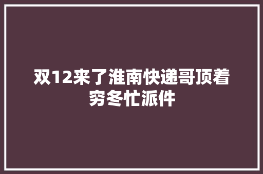 双12来了淮南快递哥顶着穷冬忙派件
