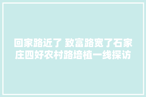回家路近了 致富路宽了石家庄四好农村路培植一线探访
