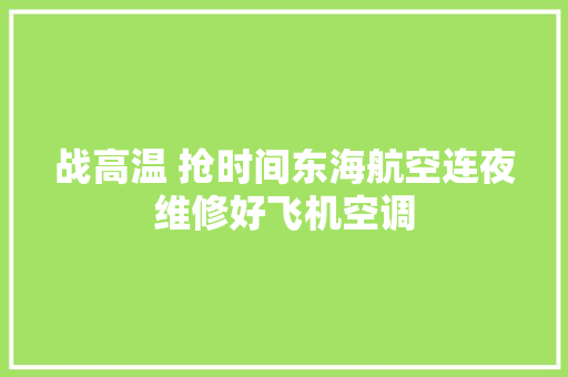 战高温 抢时间东海航空连夜维修好飞机空调