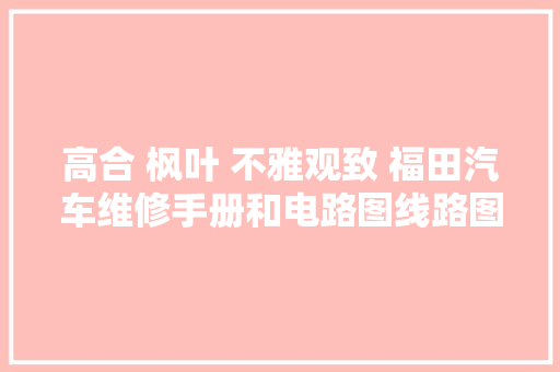 高合 枫叶 不雅观致 福田汽车维修手册和电路图线路图接线图资料修理掩护