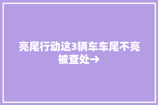 亮尾行动这3辆车车尾不亮被查处→