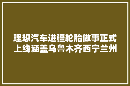 理想汽车进疆轮胎做事正式上线涵盖乌鲁木齐西宁兰州