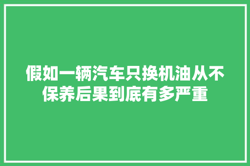 假如一辆汽车只换机油从不保养后果到底有多严重