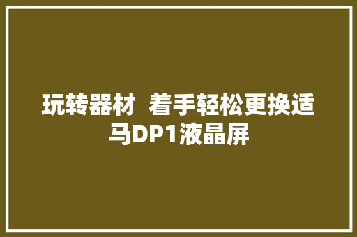玩转器材  着手轻松更换适马DP1液晶屏
