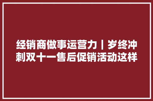 经销商做事运营力｜岁终冲刺双十一售后促销活动这样开展