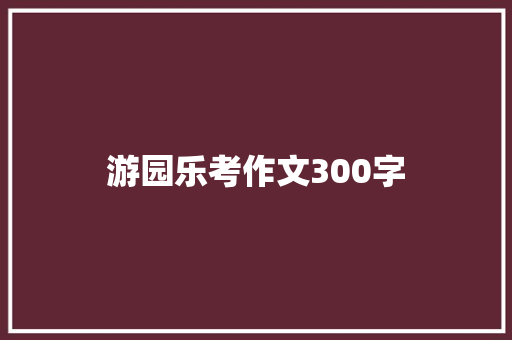 游园乐考作文300字
