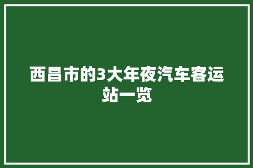 西昌市的3大年夜汽车客运站一览