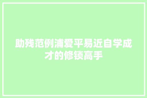 助残范例浦爱平易近自学成才的修锁高手