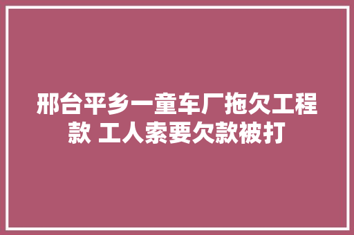 邢台平乡一童车厂拖欠工程款 工人索要欠款被打