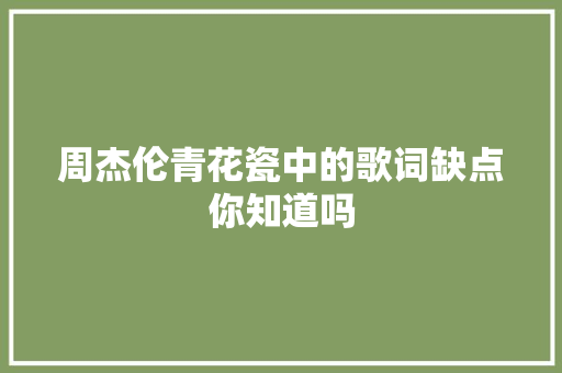 周杰伦青花瓷中的歌词缺点你知道吗