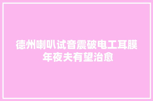 德州喇叭试音震破电工耳膜 年夜夫有望治愈