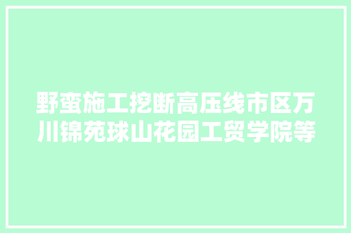 野蛮施工挖断高压线市区万川锦苑球山花园工贸学院等地突发停电