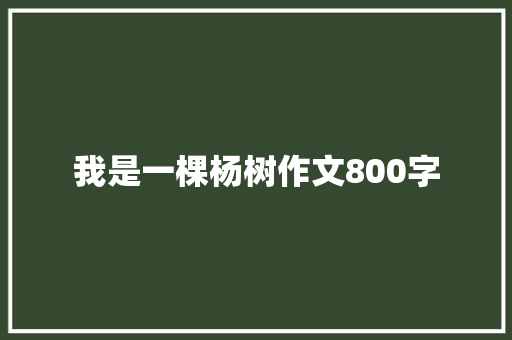 我是一棵杨树作文800字