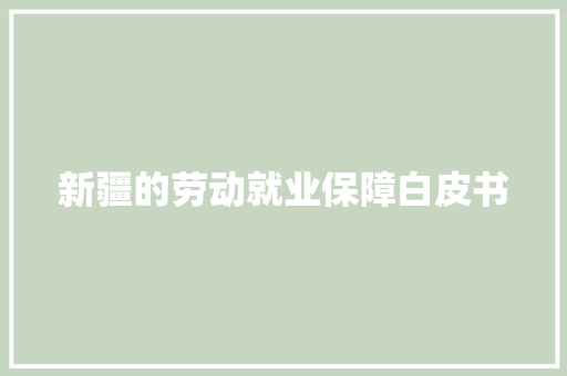 新疆的劳动就业保障白皮书