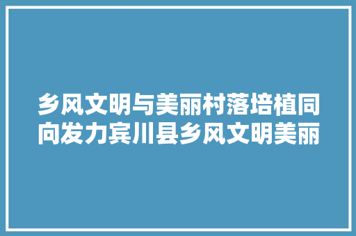 乡风文明与美丽村落培植同向发力宾川县乡风文明美丽村落培植的实践探索 汽车知识