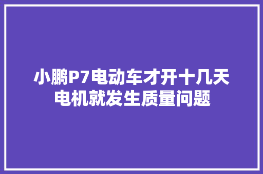 小鹏P7电动车才开十几天电机就发生质量问题