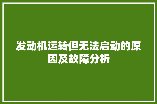 发动机运转但无法启动的原因及故障分析
