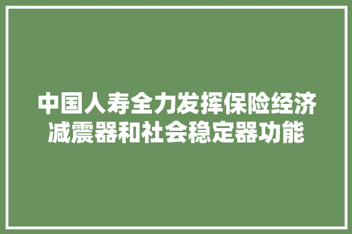 中国人寿全力发挥保险经济减震器和社会稳定器功能