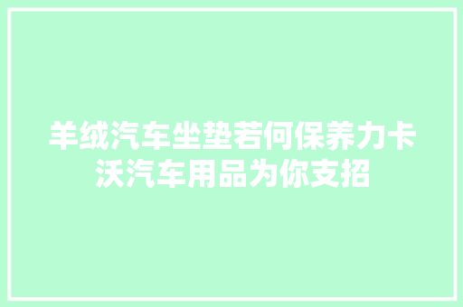 羊绒汽车坐垫若何保养力卡沃汽车用品为你支招