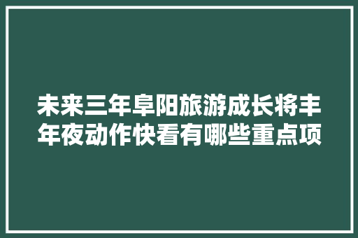 未来三年阜阳旅游成长将丰年夜动作快看有哪些重点项目