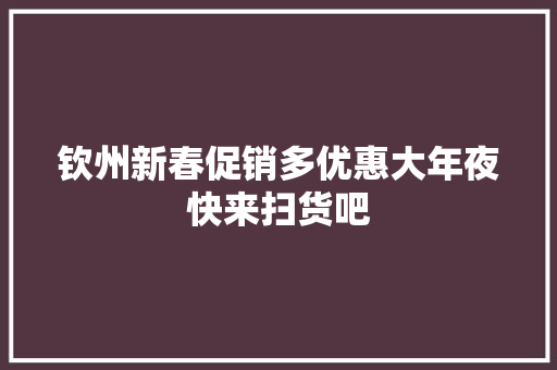 钦州新春促销多优惠大年夜快来扫货吧