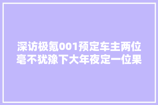 深访极氪001预定车主两位毫不犹豫下大年夜定一位果断放弃汉