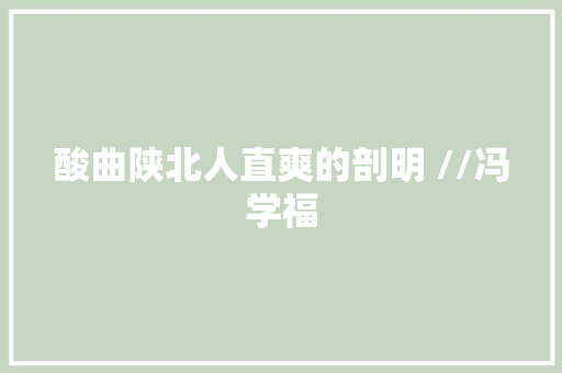 酸曲陕北人直爽的剖明 //冯学福