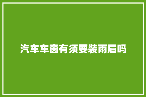汽车车窗有须要装雨眉吗
