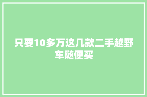 只要10多万这几款二手越野车随便买